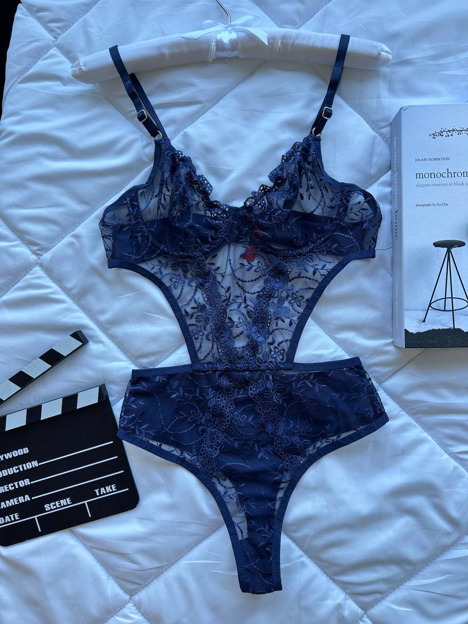 Fransız Dantelli Premıum Bodysuit Mavi