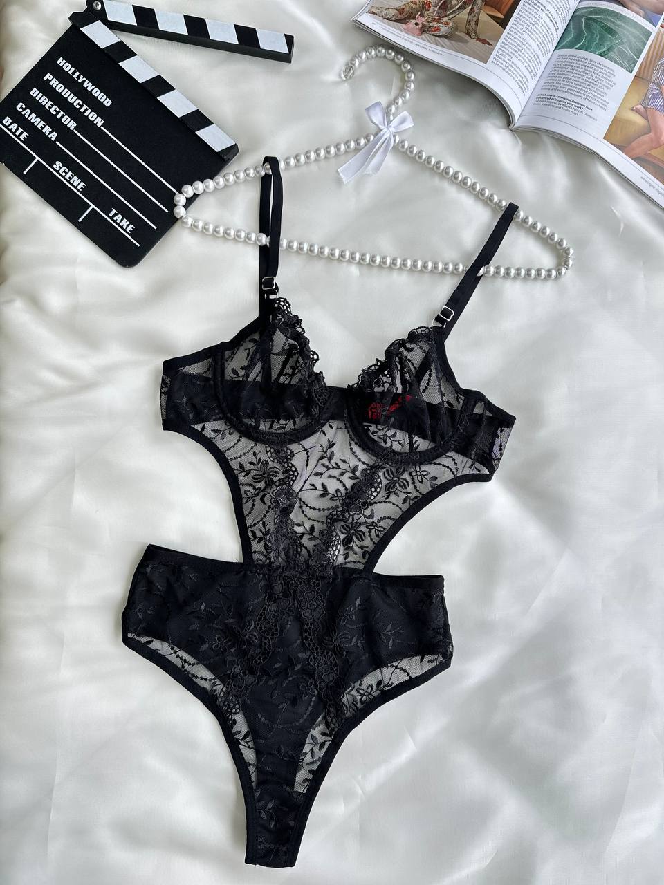 Fransız Dantelli Premıum Bodysuit Siyah