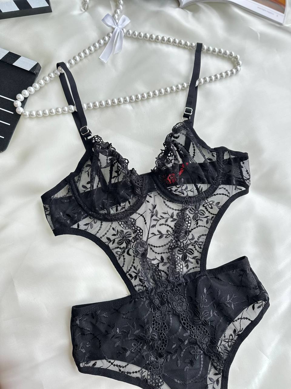 Fransız Dantelli Premıum Bodysuit Siyah